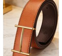 Ceinture en cuir marron vintage top de gamme avec boucle en T, idéale pour un look business casual et polyvalent. Ceinture en cuir pleine fleur résistant, style européen et américain, accessoire de so