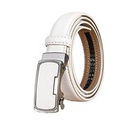 Ceinture en Cuir Pour Femme 2,3cm - Bande Décontractable, Réglable, Automatique Avec Boucle - Accessoire Pour Jeans - Blanche, 105cm