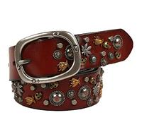 Ceinture en Cuir Punk Unisexe Creative Rivet Ceinture Fashion Petite Abeille Shape de rivette Haute qualité Cuir Personnalité Taille réglable Sauvage pour Les Pantalons en Jean(Red Brown,125cm)