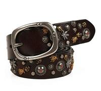 Ceinture en Cuir Punk Unisexe Creative Rivet Ceinture Fashion Petite Abeille Shape de rivette Haute qualité Cuir Personnalité Taille réglable Sauvage pour Les Pantalons en Jean(Marron,115cm)