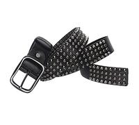 Ceinture en Cuir Véritable Clouté À 4 Rangées De Punk Rock, Ceinture Boucle en Métal pour Hommes Et Femmes pour Jeans Pantalons Shorts,Noir,115cm/waist:38"~40"