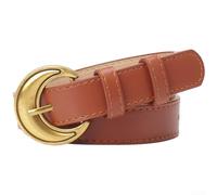 Ceinture en forme de croissant de lune pour femme avec boucle ardillon dorée antique et matériau en cuir synthétique souple pour un soutien fiable de la définition de la taille (Camel)