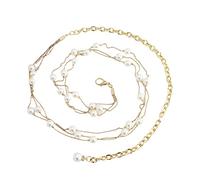 Ceinture en métal pour femme - Crochet de perles - Chaîne de taille tendance - Décoration de perles - Ceinture en métal - Ceinture à fleurs pour filles (doré, taille unique)