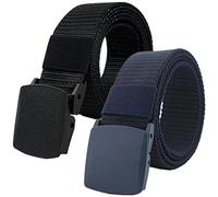 Ceinture en nylon Ceintures tactiques réglables à dégagement rapide for hommes et femmes, ceinture tactique en nylon léger, taille jusqu'à 67 pouces avec boucle en plastique militaire, 2 pièces(Black/