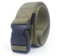 Ceinture en nylon pour homme et femme - Ceinture tactique en toile avec boucle en plastique - Ceinture réglable pour l'entraînement en plein air et le sport - Sécurité aéroport - 110 cm, Vert kaki,