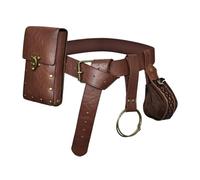 Ceinture en polyuréthane Renaissances Fannys Pack Pochettes Accessoires Halloween Party Cosplay Costumes médiévaux Chevaliers Costume médiéval Pirate Cuir, Ensemble de quatre pièces marron, Taille