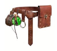 Ceinture en polyuréthane Renaissances Fannys Pack Pochettes Accessoires Halloween Party Cosplay Costumes médiévaux Chevaliers Costume médiéval Pirate Cuir, Ensemble de 5 pièces marron, Taille unique