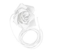 Ceinture en ruban à motif rose réglable avec breloque en forme de fleur pour robes, jupes et bureau, confortable et extensible, blanc, taille unique