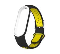Ceinture En Silicone Bicolore Pour Xiaomi Mi Band 5 Et 6,Bracelet De Sport Respirant,Bracelet De Remplacement Pour Ata Et Eld7.Black Yellow.For Xiaomi Band 5