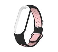 Ceinture En Silicone Bicolore Pour Xiaomi Mi Band 5 Et 6,Bracelet De Sport Respirant,Bracelet De Remplacement Pour Ata Et Eld7.Black Pink.For Xiaomi Band 5