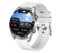(Ceinture en silicone blanche) Nouvelle montre intelligente ECG + PPG pour hommes, appels Bluetooth,