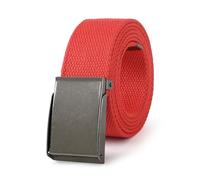 Ceinture en toile Mile High Life | Taille ajustable jusqu'à 132 cm | Boucle rabattable mate nickel argent, 12 couleurs, Rouge, one size 56"