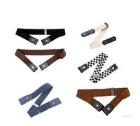 ceinture enfant garçon lot de 6 - ceintures sans boucle réglables 3 à 15 ans - noir, marron, beige, camel, jean, motif damier - ceinture élastique confortable pour école, sport et quotidien
