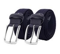 Ceinture extensible pour hommes femmes, 3,5 cm ceinture élastique tressée pour shorts de golf décontractés, 2 pièces, Bleu marine, 100CM