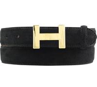 Ceinture femme HELEN en cuir velours 3,0 cm | Ceinture femme en cuir velours 30mm | Ceinture en daim avec boucle dorée et brillante | Noir 120cm