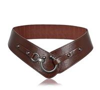 Ceinture Femmes Ajustable en Cuir Large avec Élastique Design Rétro Chic 0008 kafe
