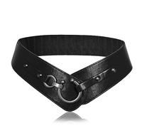 Ceinture Femmes Ajustable en Cuir Large avec Élastique Design Rétro Chic 0008 noir