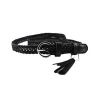 Ceinture fine for femme en cuir PU, ceinture for femme tissée à pompon, ceinture for femme, robe, jean(Black)