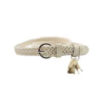 Ceinture fine for femme en cuir PU, ceinture for femme tissée à pompon, ceinture for femme, robe, jean(Khaki)