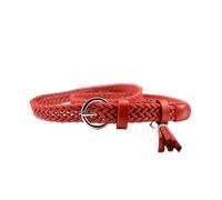Ceinture fine for femme en cuir PU, ceinture for femme tissée à pompon, ceinture for femme, robe, jean(Red)