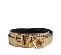 Ceinture fine réversible en cuir métallisé pour femme 558992-Or-noir S