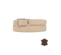 Ceinture homme ajustable en croûte de cuir beige - boucle chromée taille unique 120 cm (jusqu'à 44/46) Taille unique