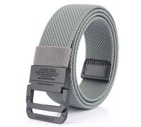 Ceinture Homme Couleur unie élastique toile fine tressée réglable à double annea,Gris clair 120 cm