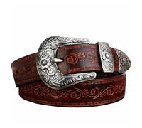 Ceinture Homme Femme Cuir, Ceinture Cowboy Western Vintage Réglable, Boucle Ardillon De Nouveauté Sculptée, Pour Jeans Robe Pantalons Punk Rock,A brown,105CM/41.3''