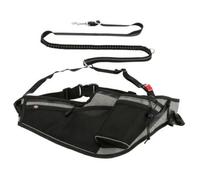 Ceinture jogging chien - 70-130 cm - laisse 1,15-1,50 m - noir gris