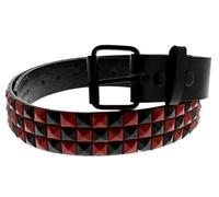 Ceinture Large Cloutée Pyramide Bicolore à Carreaux Noirs et Rouges, NoirRouge, Taille Unique