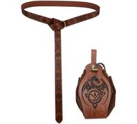 Ceinture médiévale 2 pièces/Ensemble Ceinture Renaissance en Cuir réglable avec Pochette Accessoires médiévaux Vintage pour Halloween Cosplay Accessoires Pirate Viking