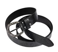 Ceinture médiévale en cuir PU, Viking en relief bataille chevalier ceinture rétro Renaissance O Ring ceinture LARP Halloween accessoires de Costume pour hommes (Le noir)