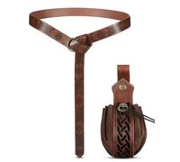 Ceinture médiévale pour jeu de rôle - Pour cosplay, fête, sac à main, sac à main, chevalier - Accessoires de fête d'Halloween - Taille en relief - Thème médiéval, Ensemble de sacs marron, taille