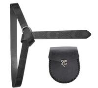 Ceinture médiévale unisexe avec poche pour pièces de monnaie, accessoires de costume historique ceinture et sac portefeuille pour spectacle de scène, Noir C