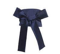 Ceinture Obi japonaise large en satin imitation soie pour kimono corset ceinture ceinture, bleu marine, total length: 106.30 in / 270 cm