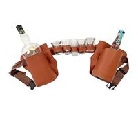 Ceinture Porte-bières Ultime for Les fêtes et Les Aventures, Support à la Taille for 5 Verres et 2 Bouteilles, Design Mains Libres Durable(Brown)