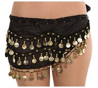 Ceinture pour danse du ventre avec 3 rangées de 128 pièces de monnaie, en mousseline de soie, par The Turkish Emporium - - taille unique
