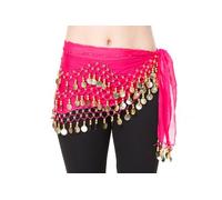 Ceinture pour danse du ventre avec 3 rangées de 128 pièces de monnaie, en mousseline de soie, par The Turkish Emporium - - taille unique