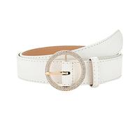 Ceinture pour femme avec boucle ronde incrustée, blanc, taille unique
