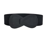 Ceinture pour femme Nouvelle ceinture élastique pour femme avec manteau en duvet Ceinture large Ceinture large Ceinture Cuir Armée (Black, One Size)