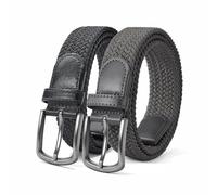 Ceinture pour homme, ceinture élastique tressée, ceinture décontractée en tissu extensible 1 3/8", avec boîte cadeau.