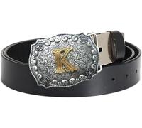 Ceinture pour Hommes, Ceinture en Cuir pour Hommes, Boucle en Y avec Motif Alphabet Ceinture De Cow-Boy pour Hommes Vintage, I Brown, 120Cm/47.3''