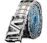 Ceinture pour Hommes en Acier Inoxydable sans Cuir Ceintures De Robe en Métal Réglables pour Hommes avec Boucle De Lettre, White V, 130CM/51.2''