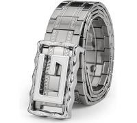 Ceinture pour Hommes en Acier Inoxydable sans Cuir Ceintures De Robe en Métal Réglables pour Hommes avec Boucle De Lettre, A Silver G, 130CM/51.2''