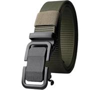 Ceinture pour Hommes Nylon Toile Web Sangle Ceinture Boucle Automatique Ceinture Tactique, Army Green, 125