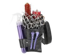 Ceinture pour outils de coiffure Pochette for ciseaux de coiffure, étui de ceinture en cuir PU for coiffeur, trousse à outils de barbier, sac de barbier léger à poches multiples(Dark Grey)