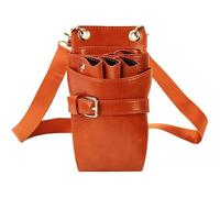 Ceinture pour outils de coiffure Sacoche for ciseaux de coiffeur en cuir PU, sacoche for ciseaux de coiffure, sac banane, kit de beauté for poils d'animaux, sac de barbier(Orange)