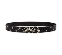 Ceinture réglable en polyuréthane avec rivets en forme d'étoile pour homme et femme des années 2000 - Pour adolescents - Tenue de rue et de loisirs - Pour femme - Usage quotidien, Noir , taille unique
