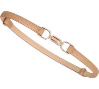 Ceinture réglable pour femmes en cuir naturel, beige, largeur 1,4 cm, longueur 95 cm