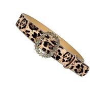 Ceinture rétro pour filles - Pour tous les jours - Bijoux de corps en strass - Bijou de taille pour fête - Boucle luxueuse - Mode féminine, Imprimé léopard clair, taille unique